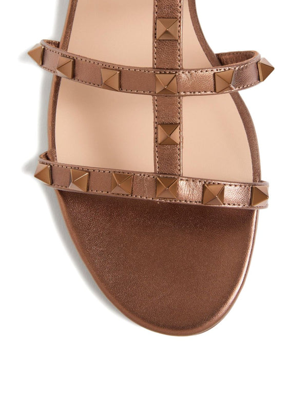 Valentino Garavani Rockstud Low Slide Sandal in Laminated Nappa Leather