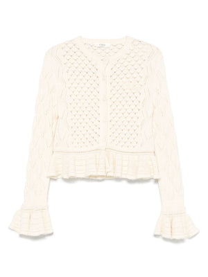 Chloé Ruffled logo cardigan in a silk, alpaca & cotton knit
