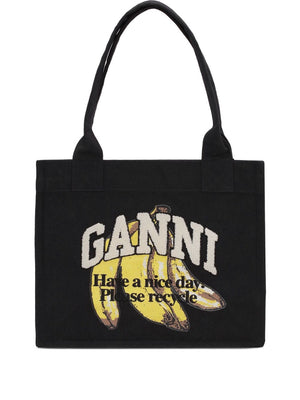Ganni Organic cotton large tote bag