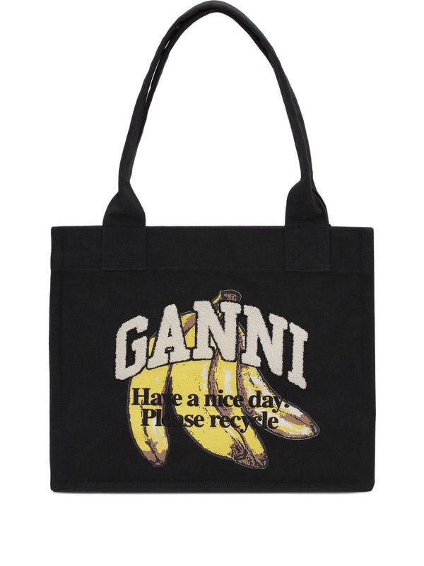 Ganni Organic cotton large tote bag