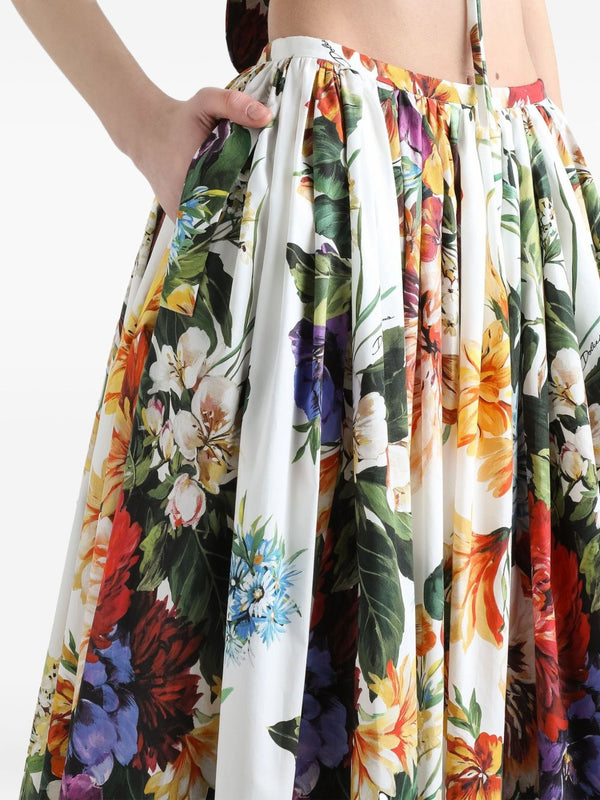 Dolce & Gabbana Flower print cotton midi skirt