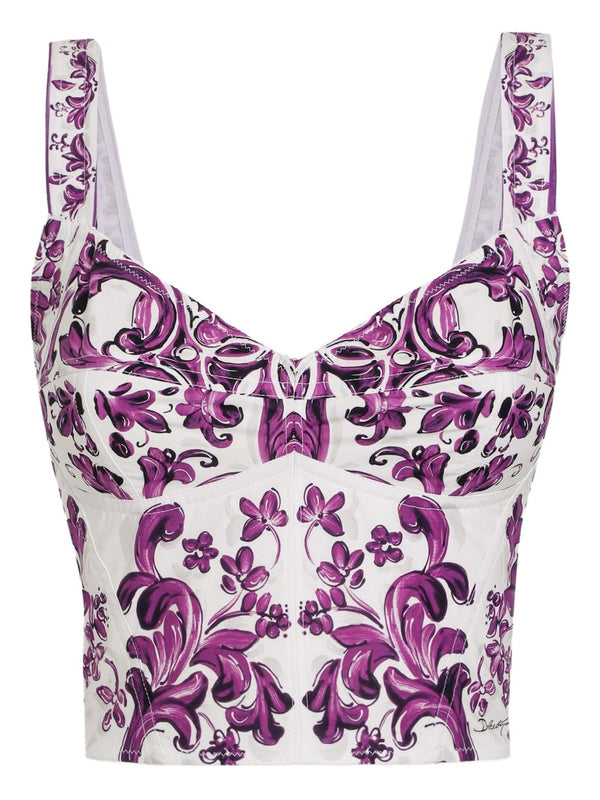 Dolce & Gabbana Maiolica print bustier top