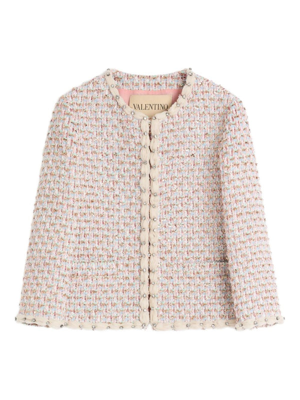 Valentino Embroidered Ribbon Tweed Jacket