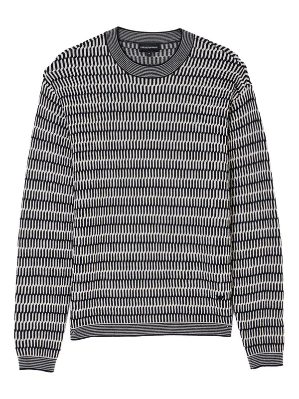 Emporio Armani Two-tone embroidery-stitched jacquard virgin wool jumper