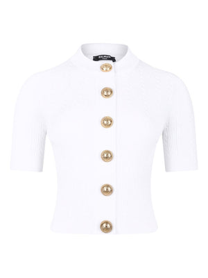 Balmain Ribbed buttoned top