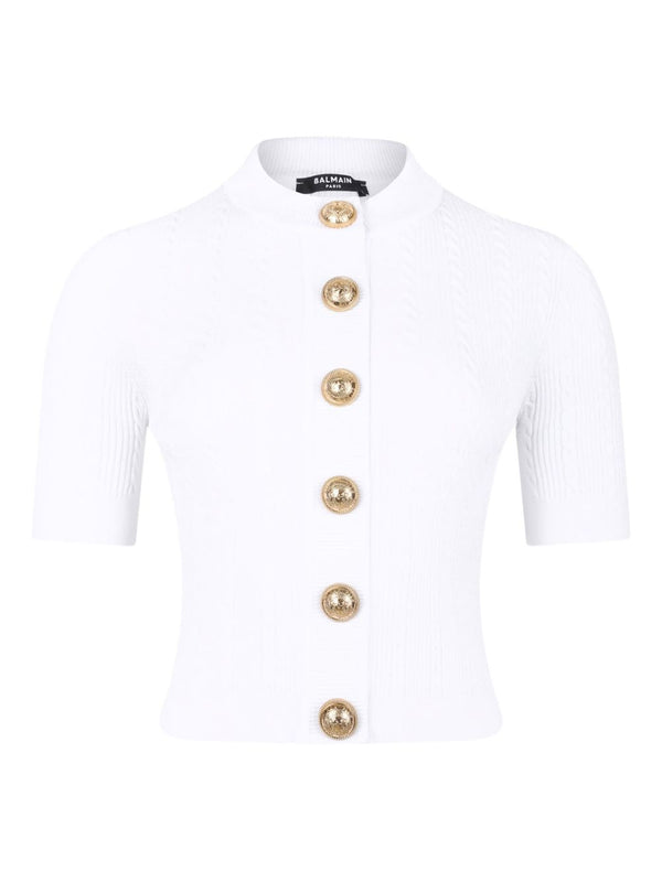 Balmain Ribbed buttoned top