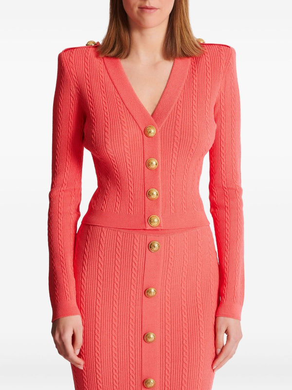 Balmain Long-sleeved twisted knit cardigan