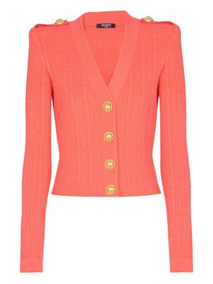 Balmain Long-sleeved twisted knit cardigan