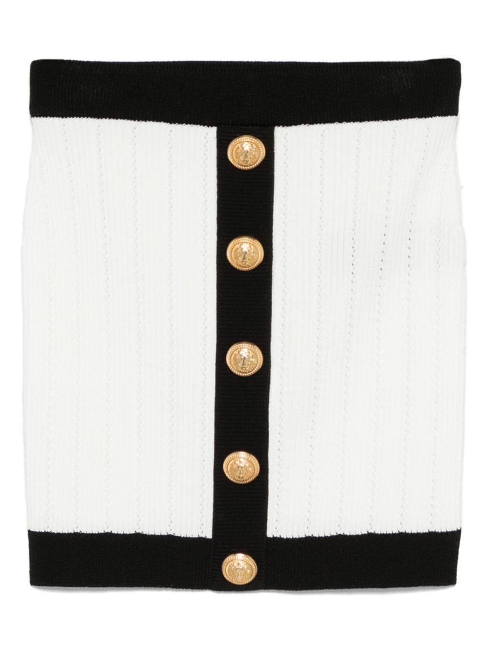 Balmain Button-embellished ribbed-knit mini skirt