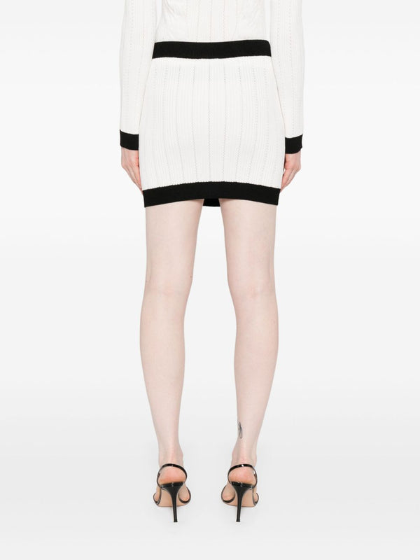 Balmain Button-embellished ribbed-knit mini skirt