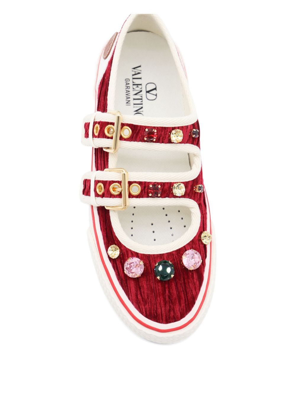 Valentino Garavani Jewel-embellished buckle sneakers