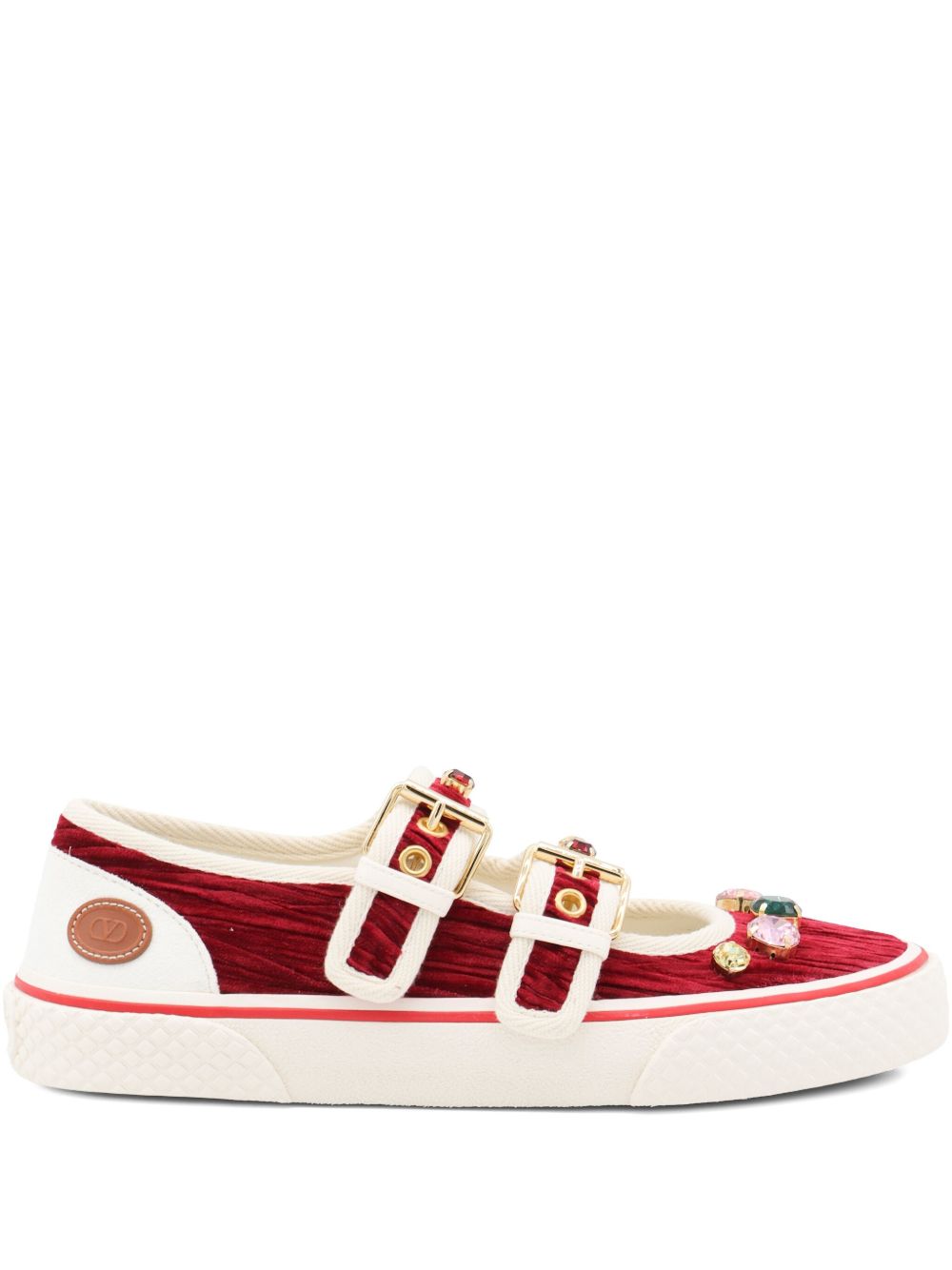 Valentino Garavani Jewel-embellished buckle sneakers