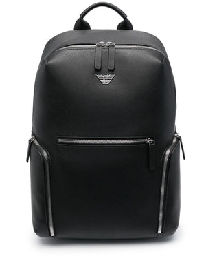 Emporio Armani Backpack in regenerated saffiano leather with ASV eagle plaque