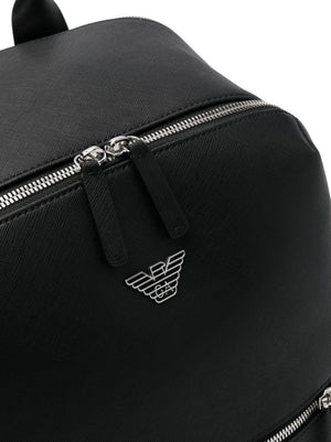 Emporio Armani Backpack in regenerated saffiano leather with ASV eagle plaque
