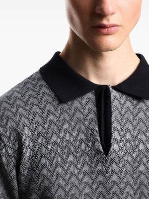 Emporio Armani Icon chevron jacquard polo neck sweater