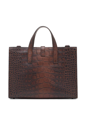 Emporio Armani Crocodile-print leather business bag