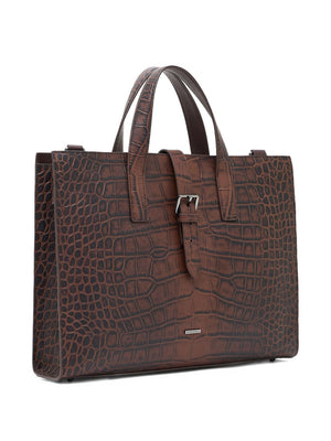 Emporio Armani Crocodile-print leather business bag