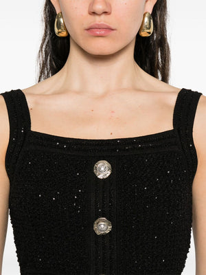 Balmain Black Sleeveless Tops
