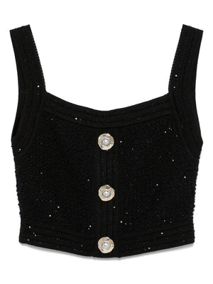 Balmain Black Sleeveless Tops