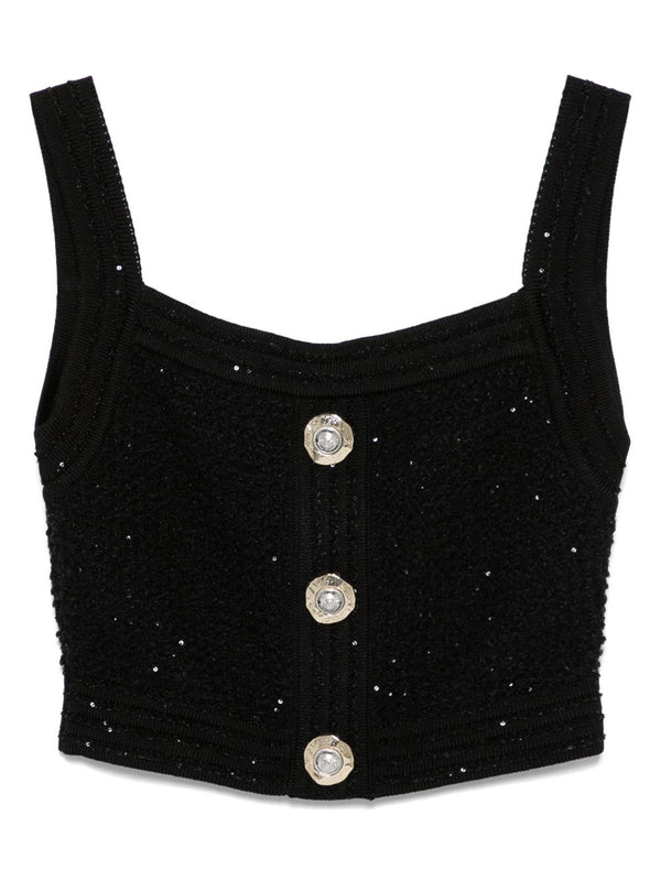 Balmain Black Sleeveless Tops