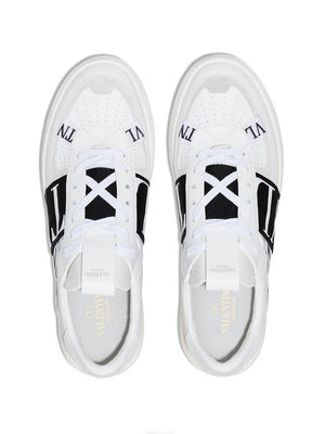 Valentino Garavani VL7N Low-Top Sneaker In Calfskin, Mesh Fabric And Ribbons
