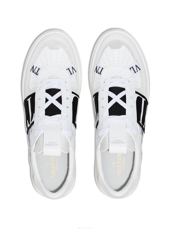 Valentino Garavani VL7N Low-Top Sneaker In Calfskin, Mesh Fabric And Ribbons