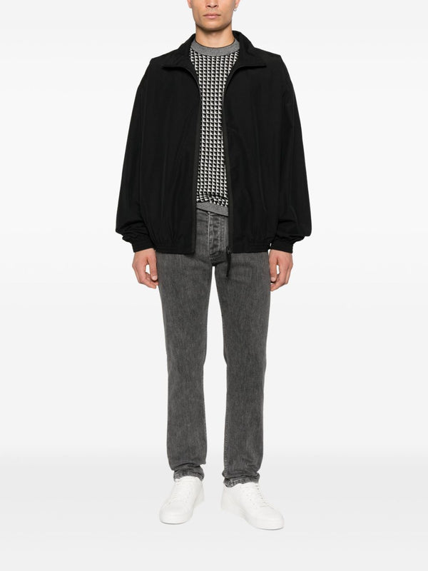 Emporio Armani Virgin wool sweater with jacquard eagle motif