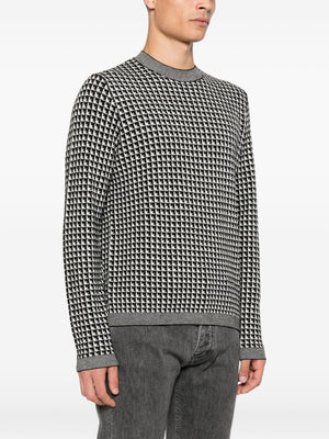 Emporio Armani Virgin wool sweater with jacquard eagle motif
