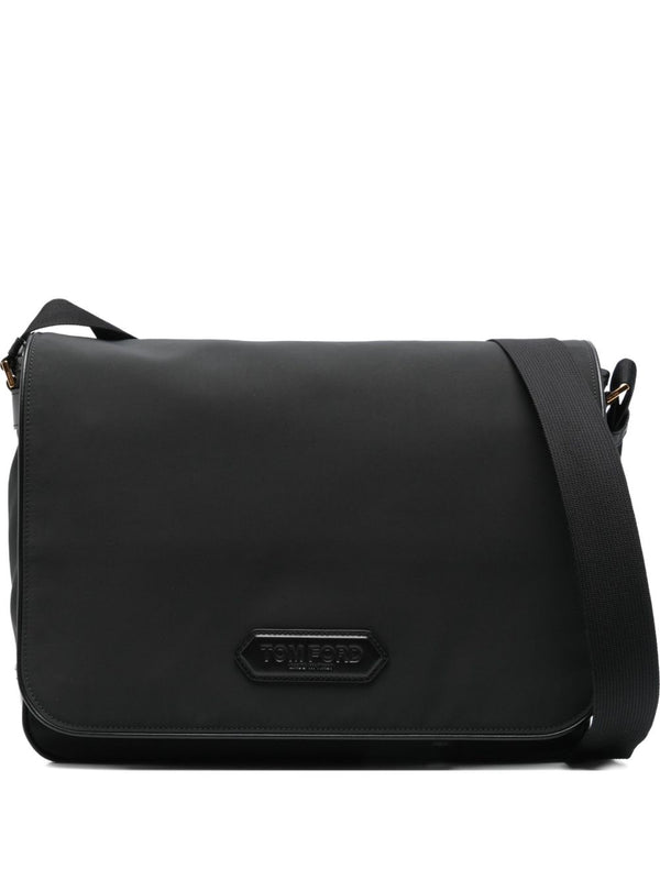 Tom Ford leather-trimmed nylon messenger bag