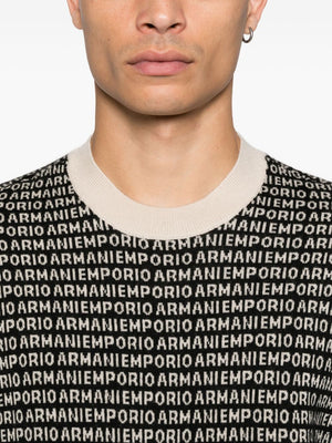 Emporio Armani Virgin wool sweater with jacquard logo and all-over signature