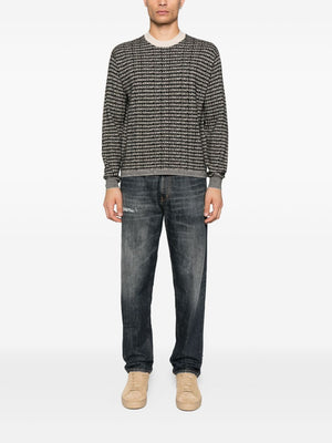 Emporio Armani Virgin wool sweater with jacquard logo and all-over signature