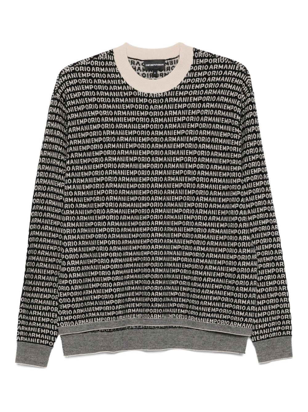 Emporio Armani Virgin wool sweater with jacquard logo and all-over signature