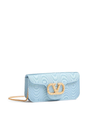 Valentino Garavani Locò Moiré Fabric Clutch with Jewel Logo