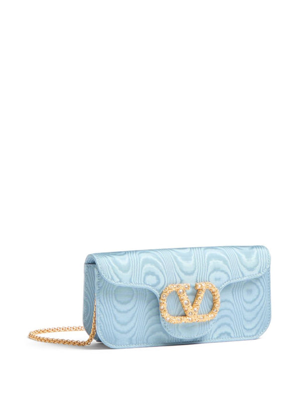 Valentino Garavani Locò Moiré Fabric Clutch with Jewel Logo