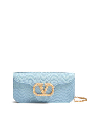Valentino Garavani Locò Moiré Fabric Clutch with Jewel Logo
