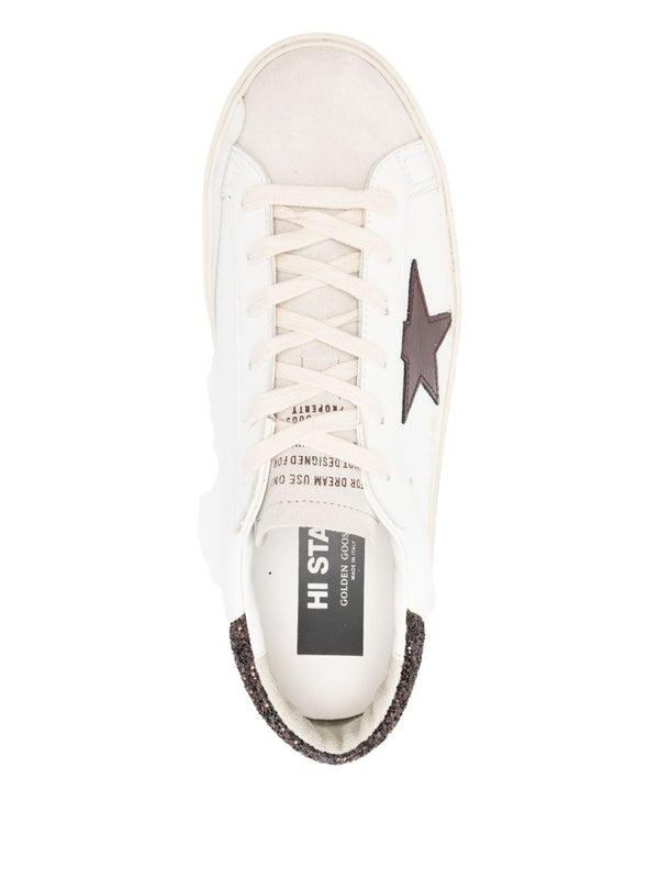 Golden Goose Hi Star in white nappa with leather star and heel tab