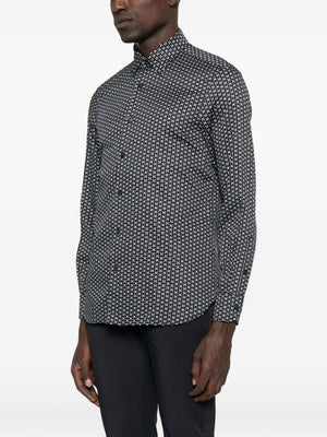 Emporio Armani Stretch cotton shirt with printed pattern