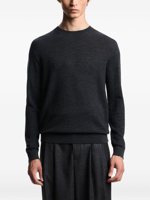 Emporio Armani Virgin wool sweater with raised jacquard pattern