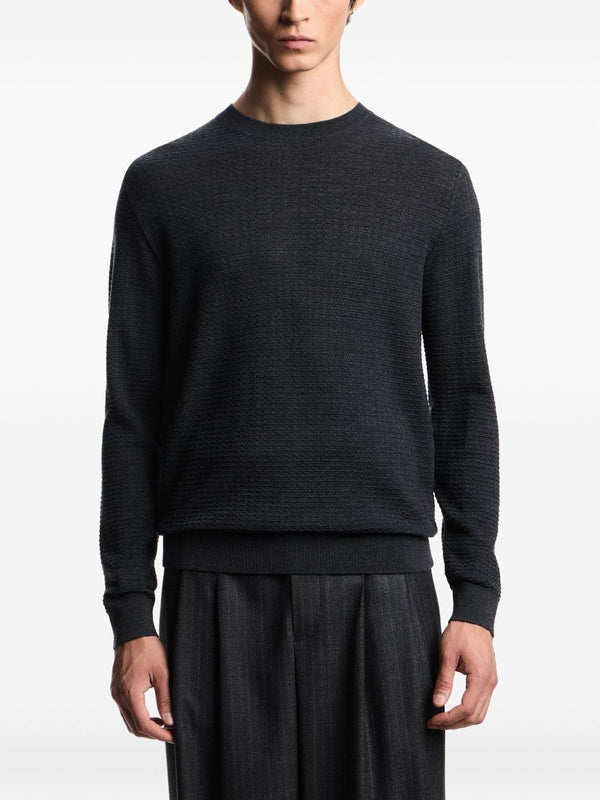 Emporio Armani Virgin wool sweater with raised jacquard pattern