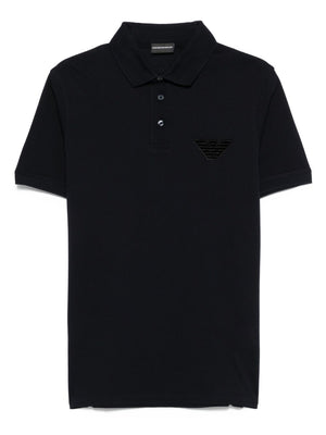 Emporio Armani Pique jersey polo shirt with eagle patch