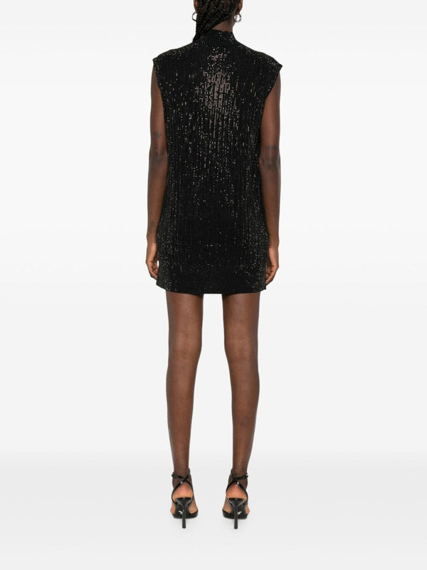 Emporio Armani Sequin high-neck sleeveless dress