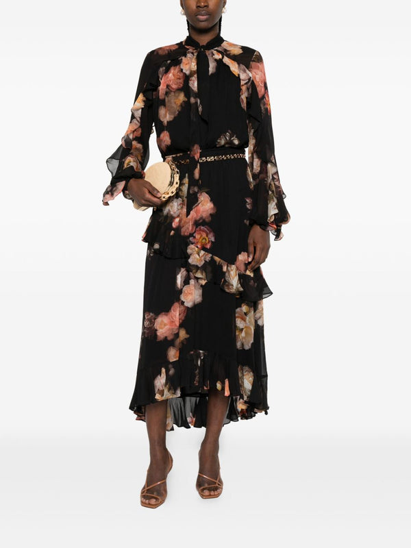 Zimmermann Floral-print ruffled skirt