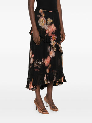 Zimmermann Floral-print ruffled skirt
