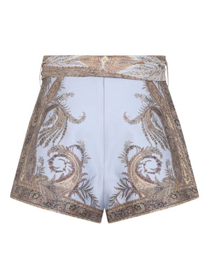 Zimmermann Paisley-print belted shorts