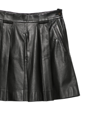 Emporio Armani Pleated leather mini skirt