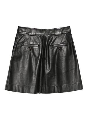Emporio Armani Pleated leather mini skirt