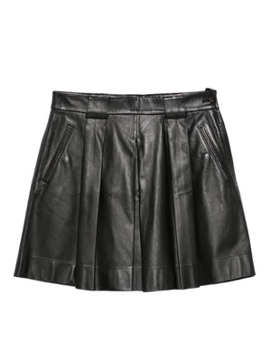 Emporio Armani Pleated leather mini skirt