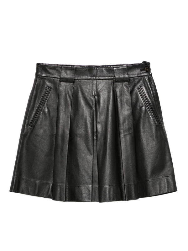 Emporio Armani Pleated leather mini skirt