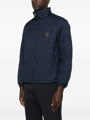 Emporio Armani Full-zip down jacket in chevron quilted ripstop nylon