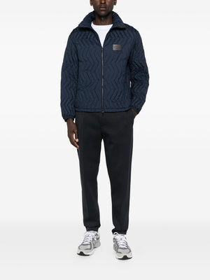 Emporio Armani Full-zip down jacket in chevron quilted ripstop nylon